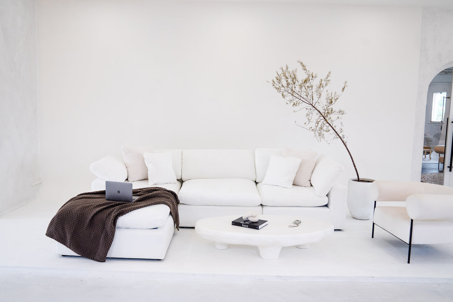 Seccional modular de 4 piezas en color blanco de lujo