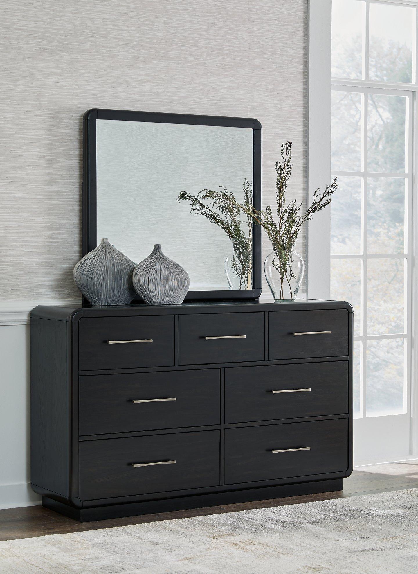 black dresser and mirror Ashley Rowanbeck Dresser and Mirror in Black