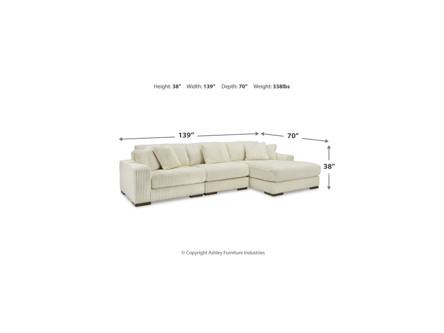 Lindyn 3-Piece Right Chaise Sectional