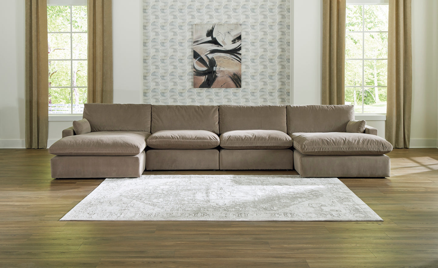 Sophie Cocoa 4-Piece Double Sided Chaise Sectional