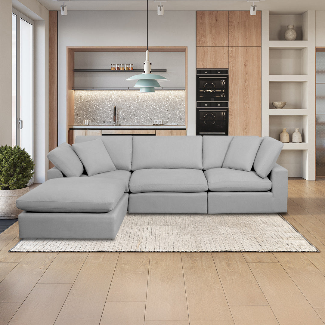 Seccional modular gris clásico de 4 piezas