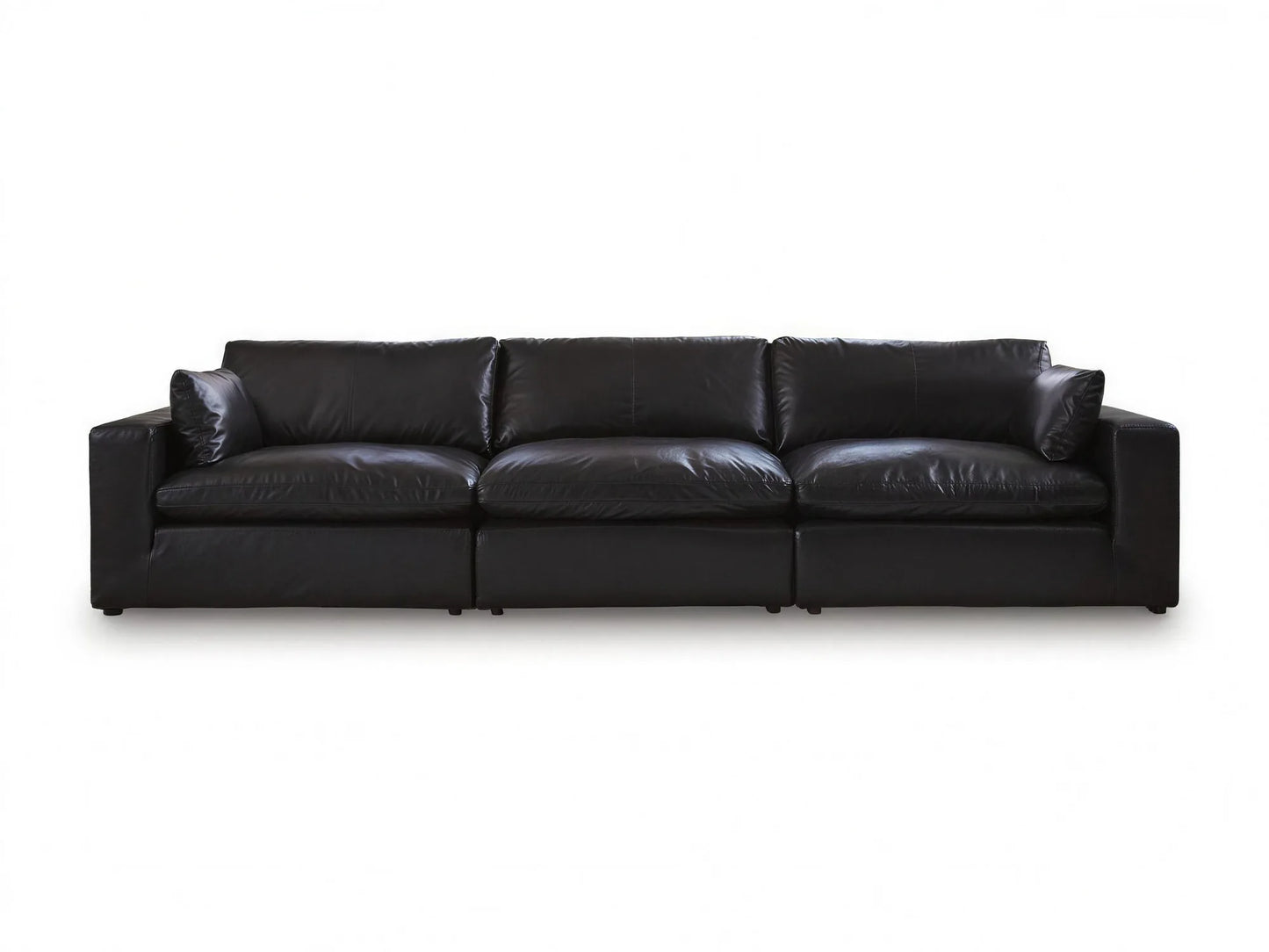Emilia 3-Piece Sofa in black top-grain leather, front view