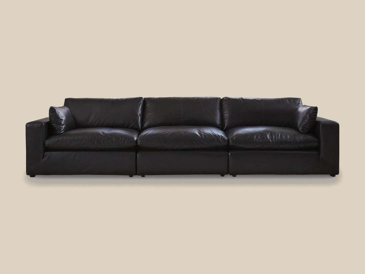 Emilia 3-Piece Leather Modular Sofa in black top-grain leather