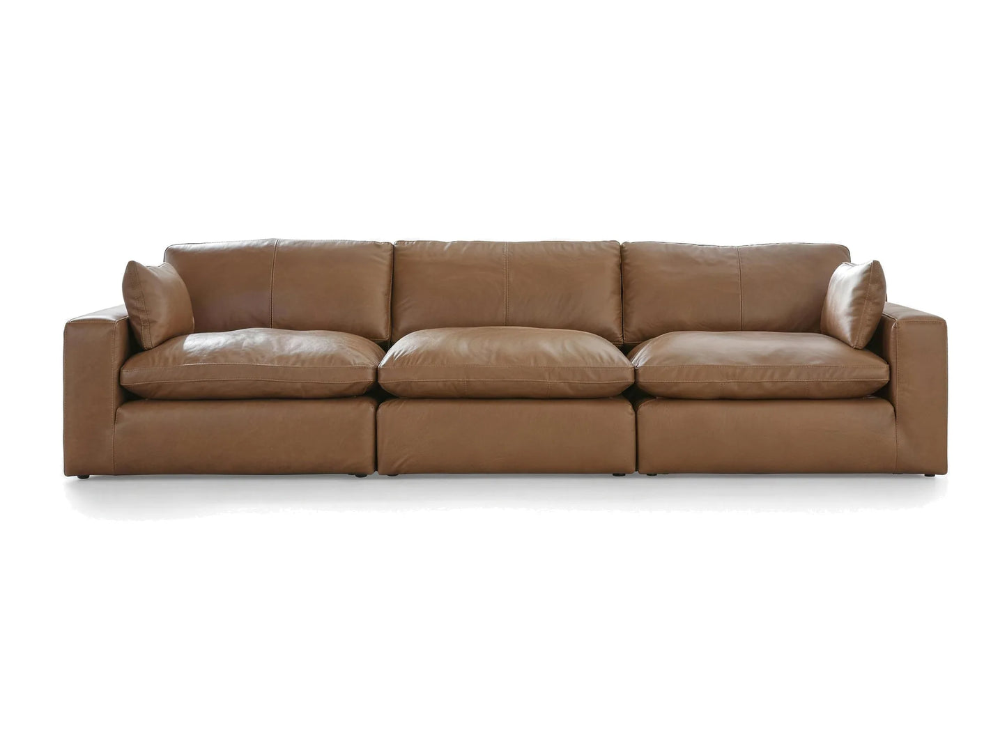 Emilia 3-Piece Sofa in caramel top-grain leather, front view