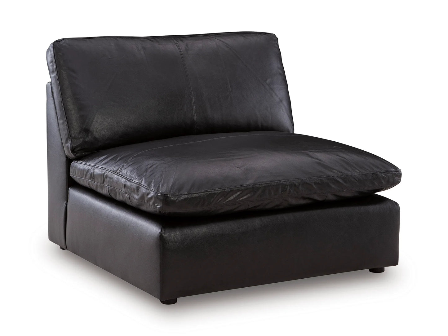 Emilia armless module in black top-grain leather