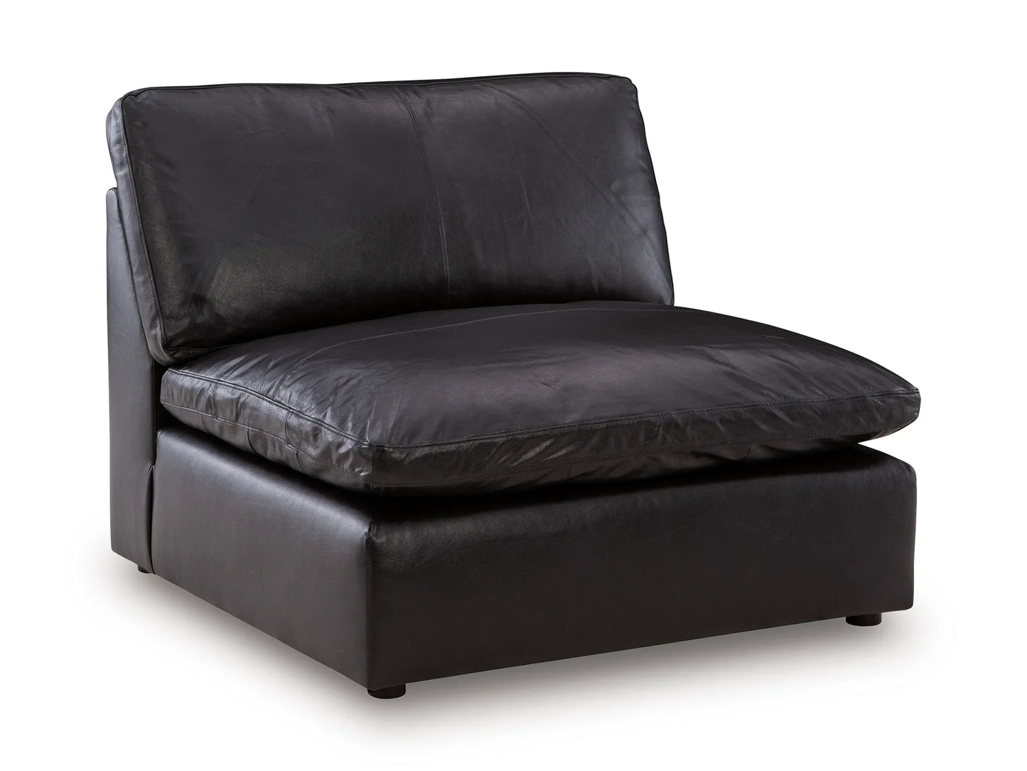 Emilia armless module in black top-grain leather