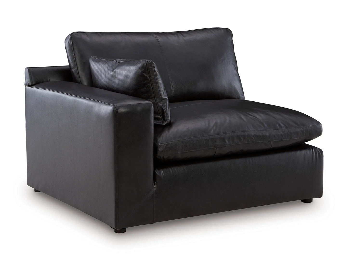 Emilia left arm corner module in black top-grain leather