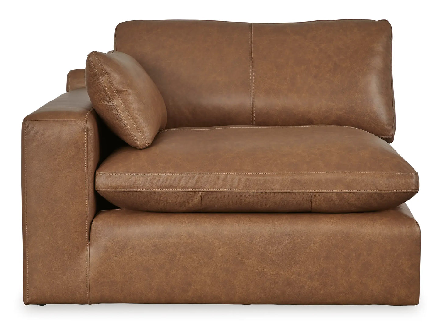 Emilia left arm corner module in caramel top-grain leather