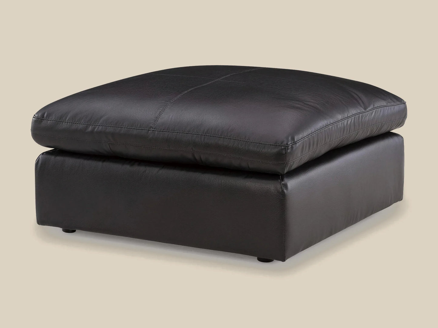 Emilia Leather Ottoman in black top-grain leather