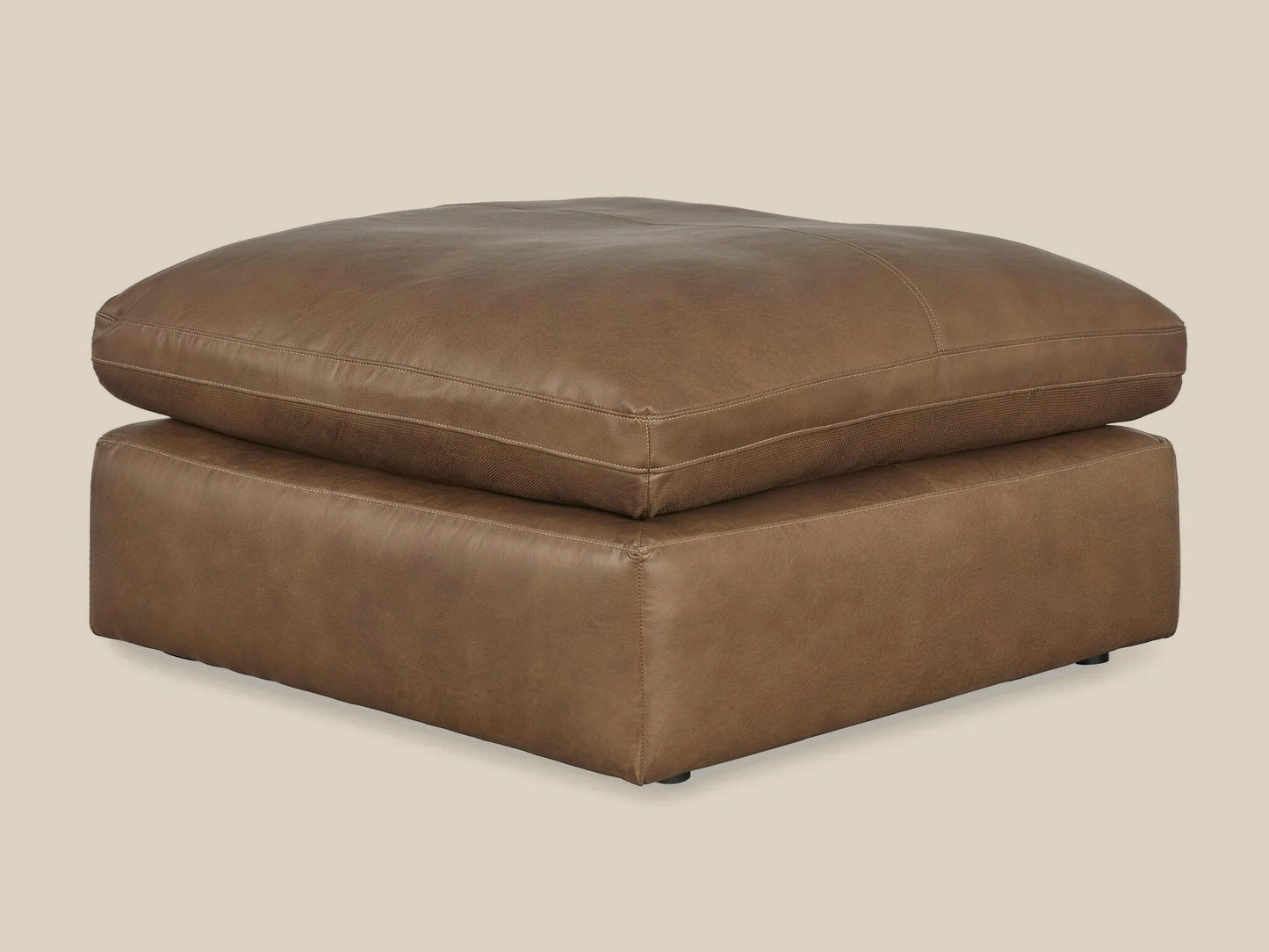Emilia Leather Ottoman in caramel top-grain leather