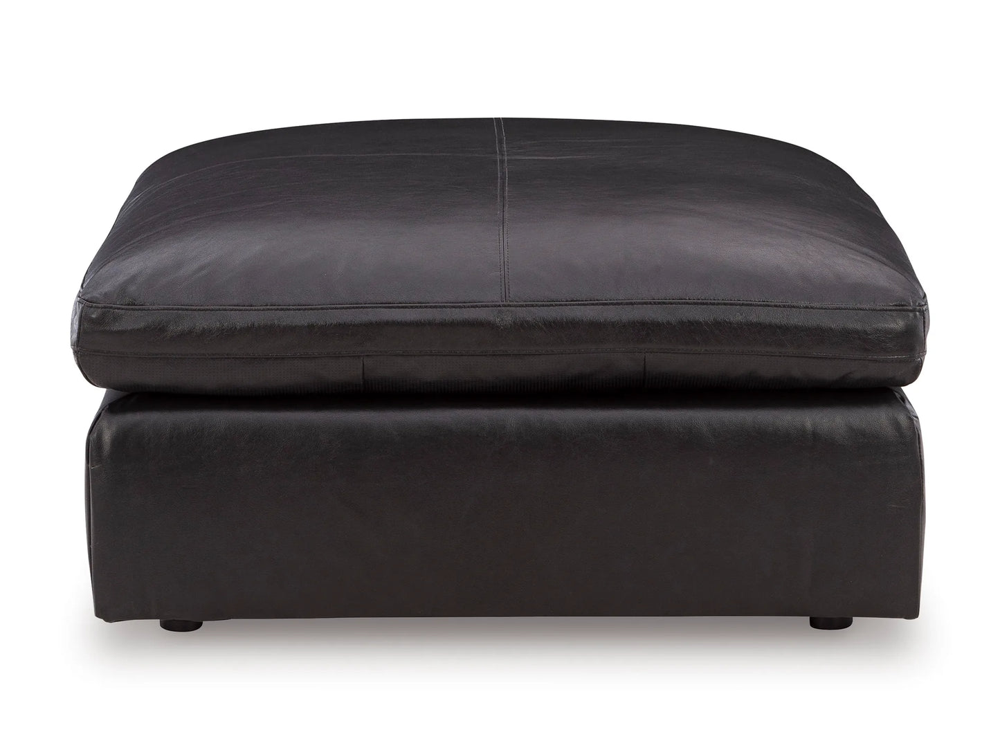 Emilia ottoman module in black top-grain leather