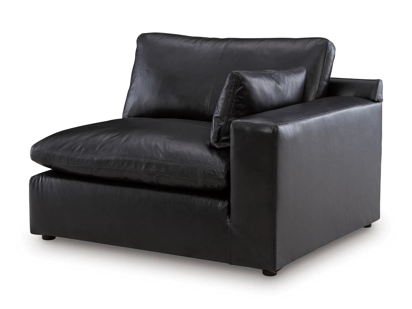 Emilia right arm corner module in black top-grain leather