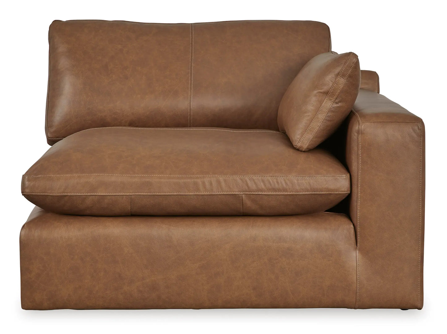 Emilia right arm corner module in caramel top-grain leather