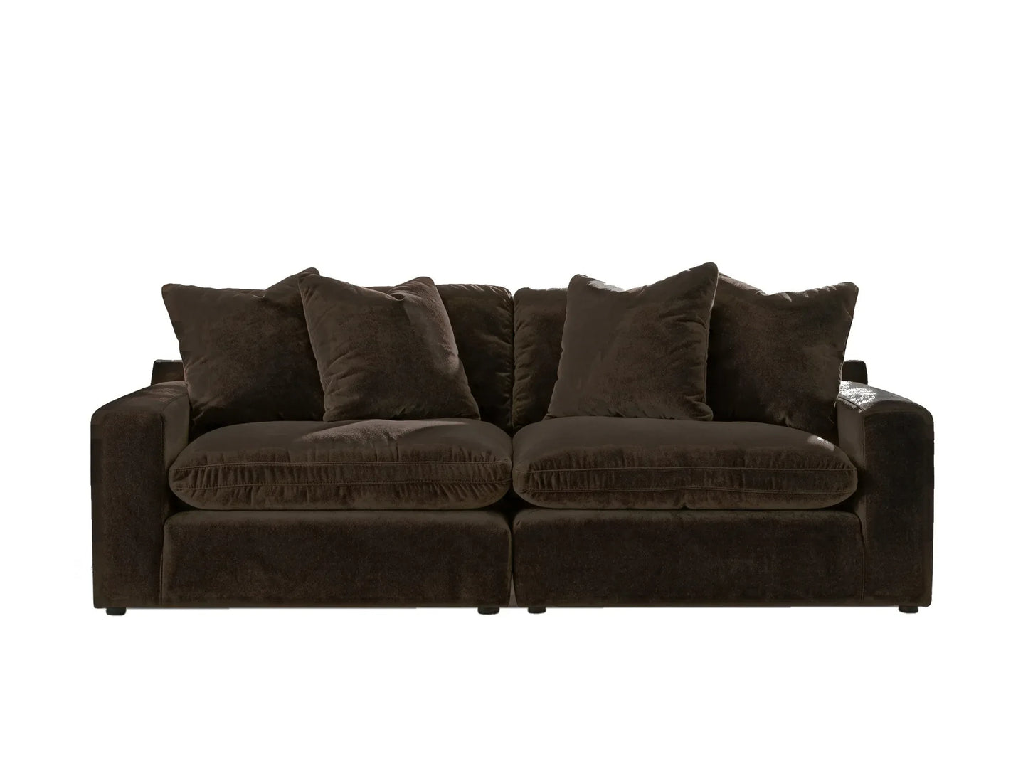 Rowan 2-Piece Velvet Modular Loveseat in Espresso on white