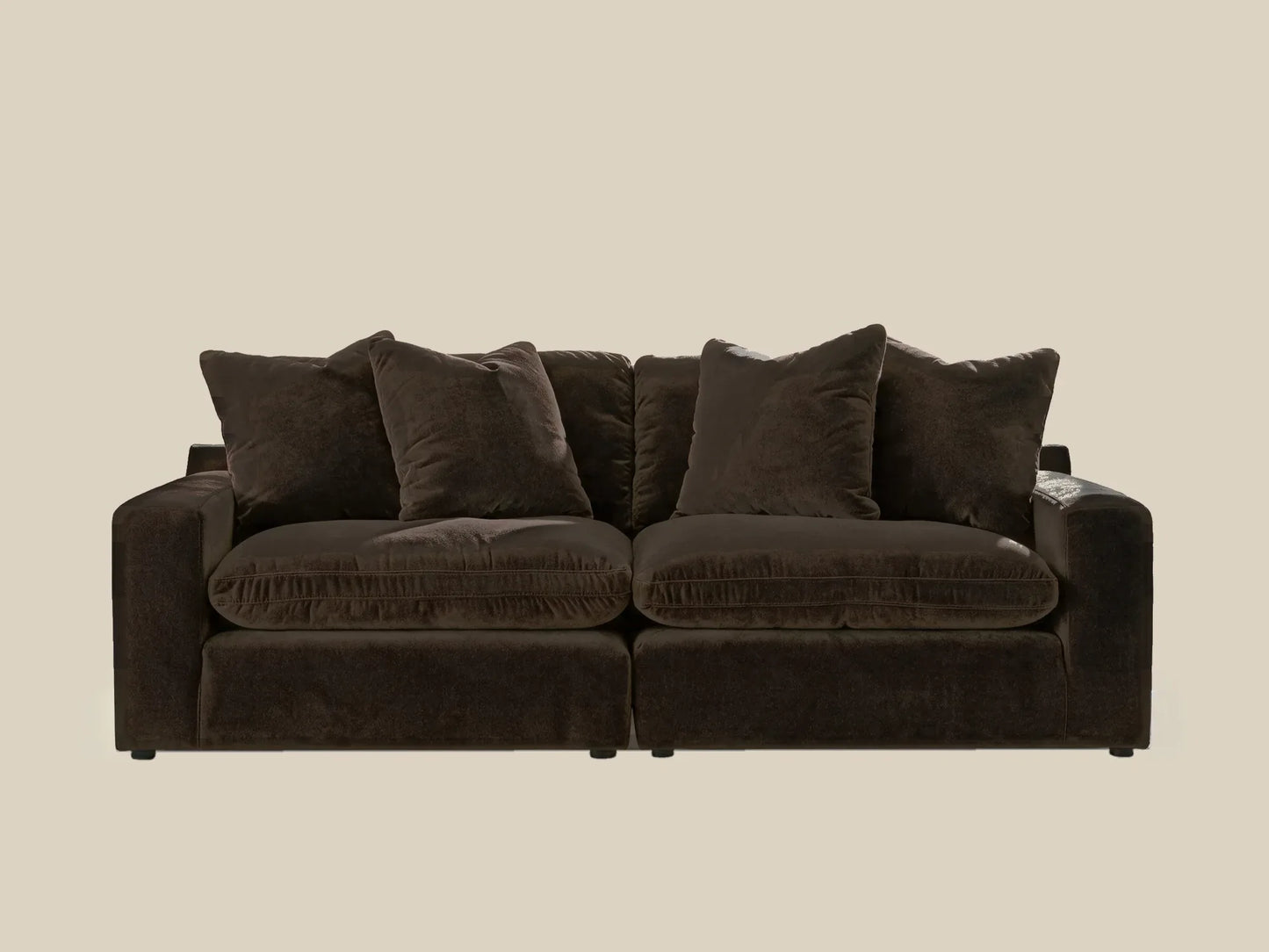 Rowan 2-Piece Velvet Modular Loveseat in Espresso, front view