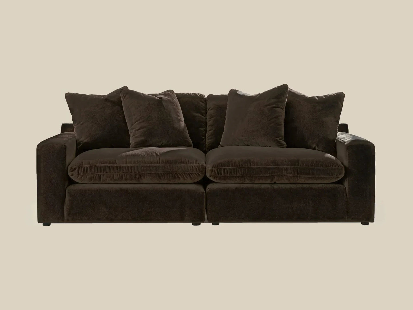 Rowan 2-Piece Velvet Modular Loveseat in Espresso, front view
