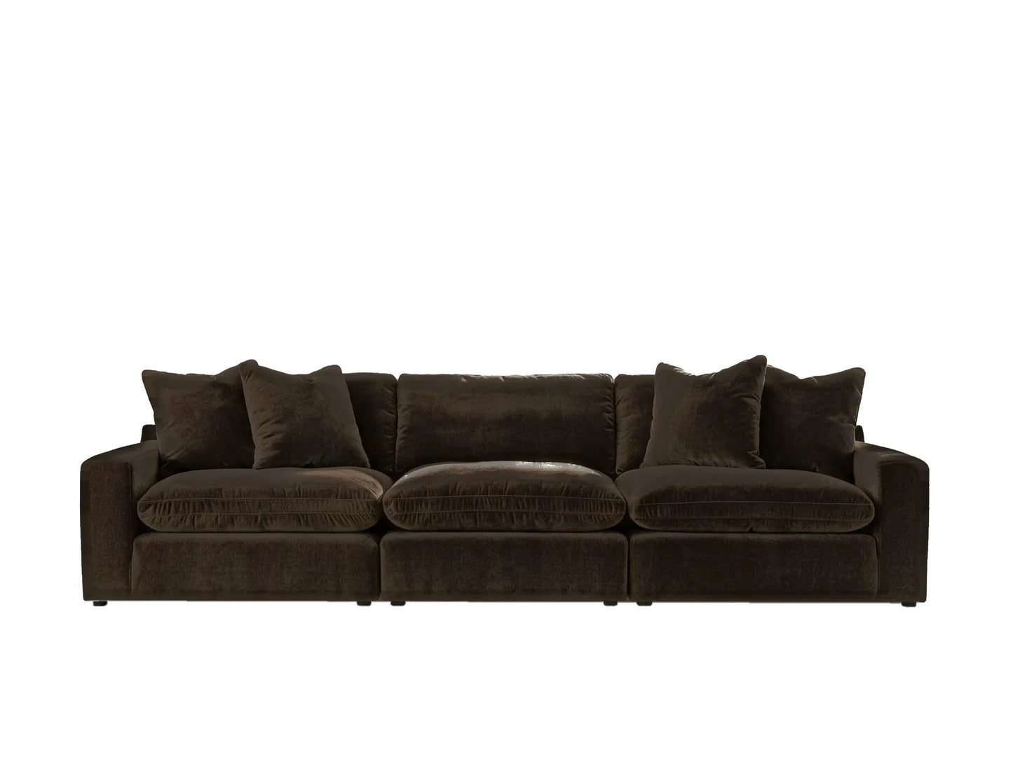 Rowan 3-Piece Velvet Modular Sofa in Espresso on white