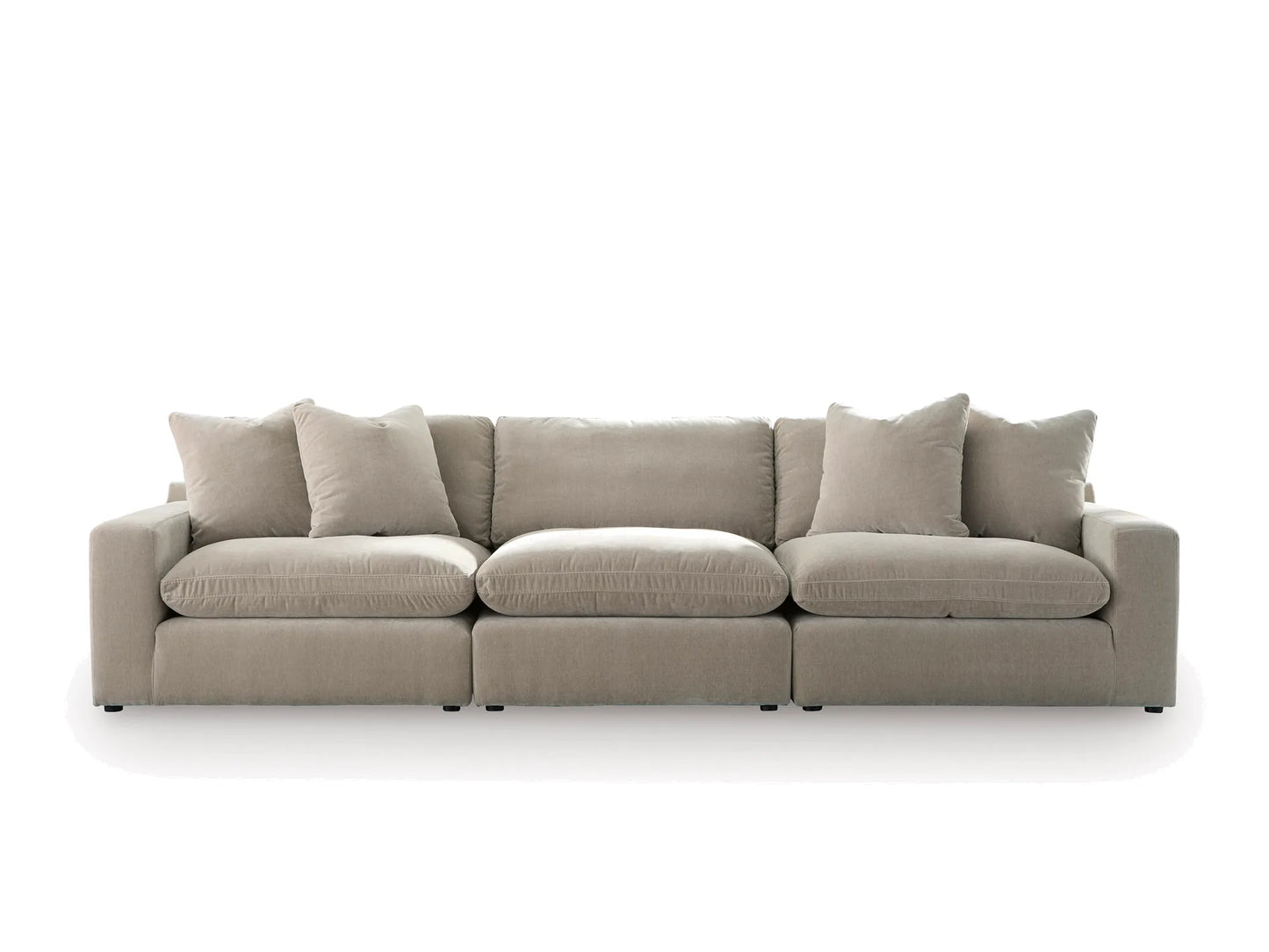 Rowan 3-Piece Velvet Modular Sofa in Oatmeal on white