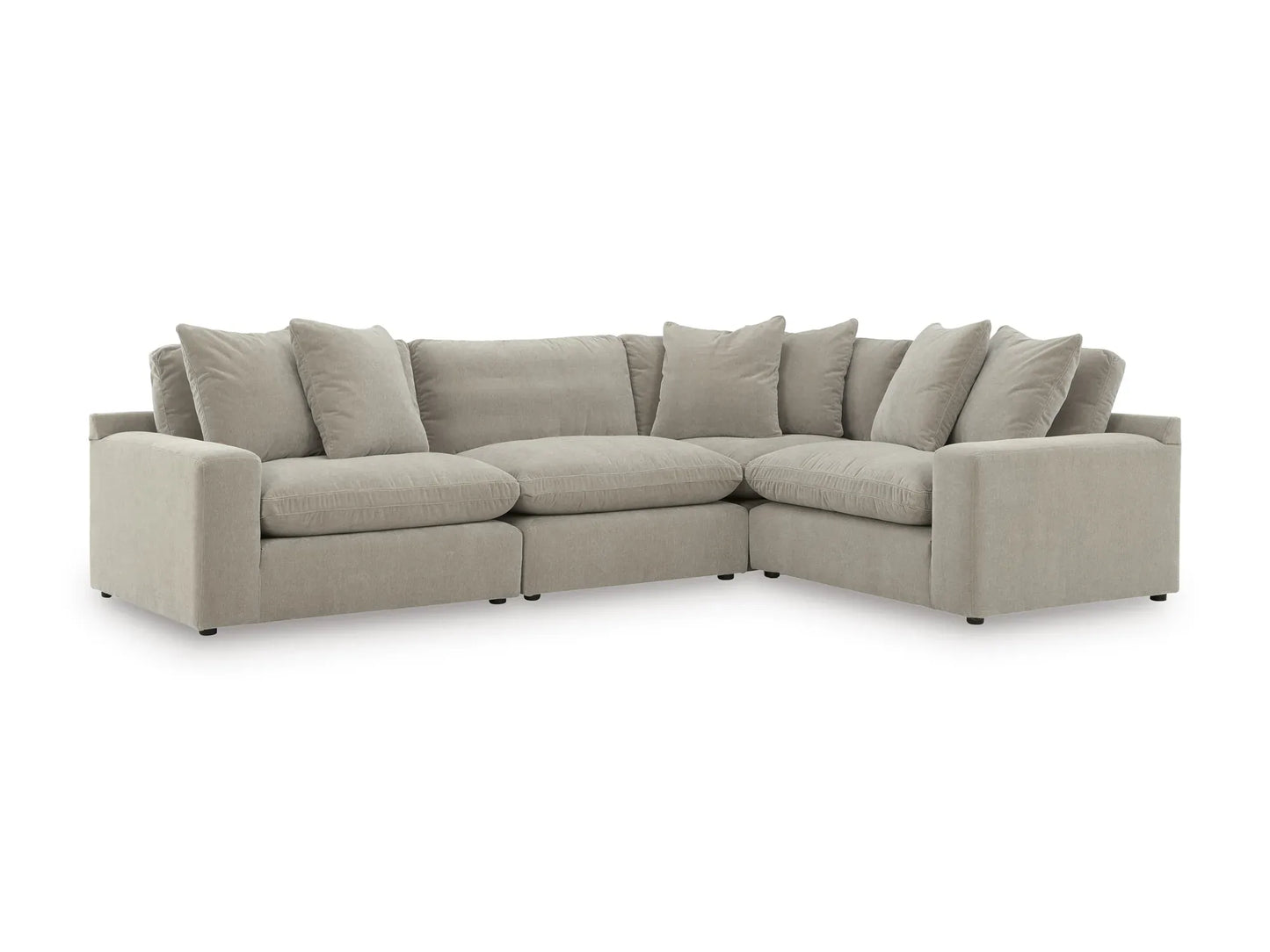 Rowan 4-Piece L-Shape Velvet Modular Sectional in Oatmeal on white