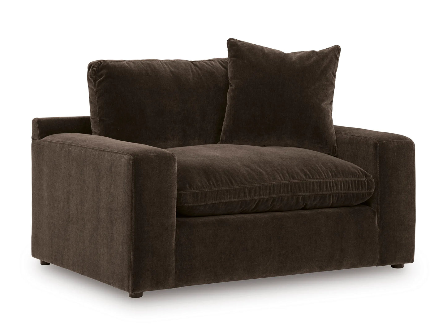 Rowan Velvet Chair in Espresso, angled view on white