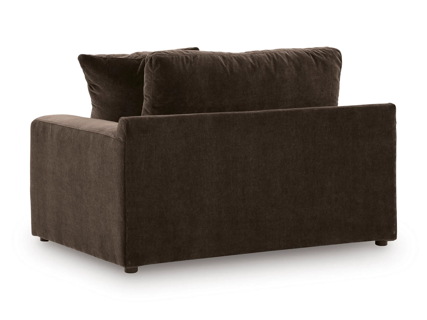 Rowan Velvet Chair in Espresso, rear view on white