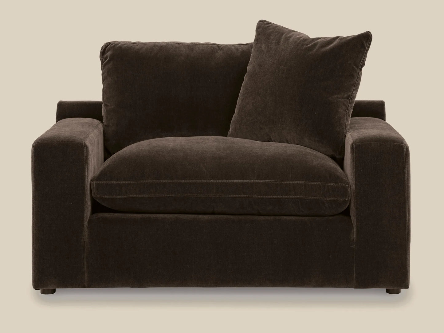 Rowan Velvet Chair in Espresso, front view
