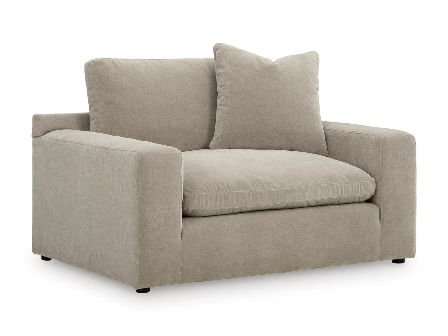 Rowan Velvet Chair in Oatmeal, angled view on white