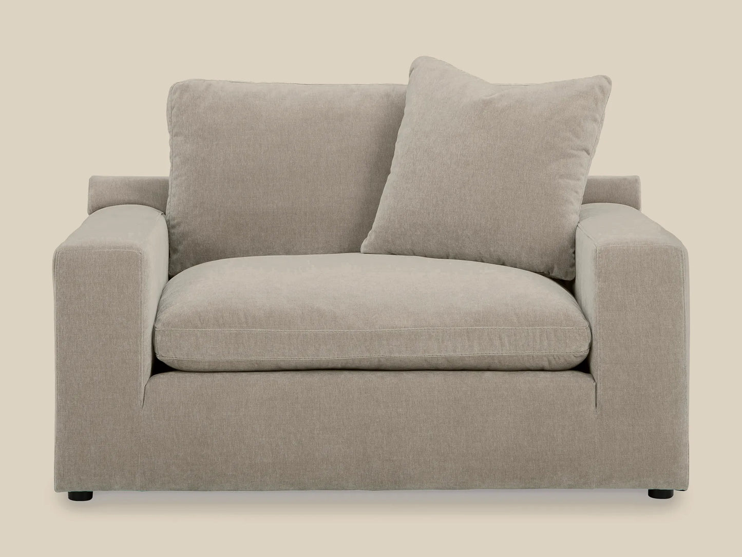 Rowan Velvet Chair in Oatmeal, front view