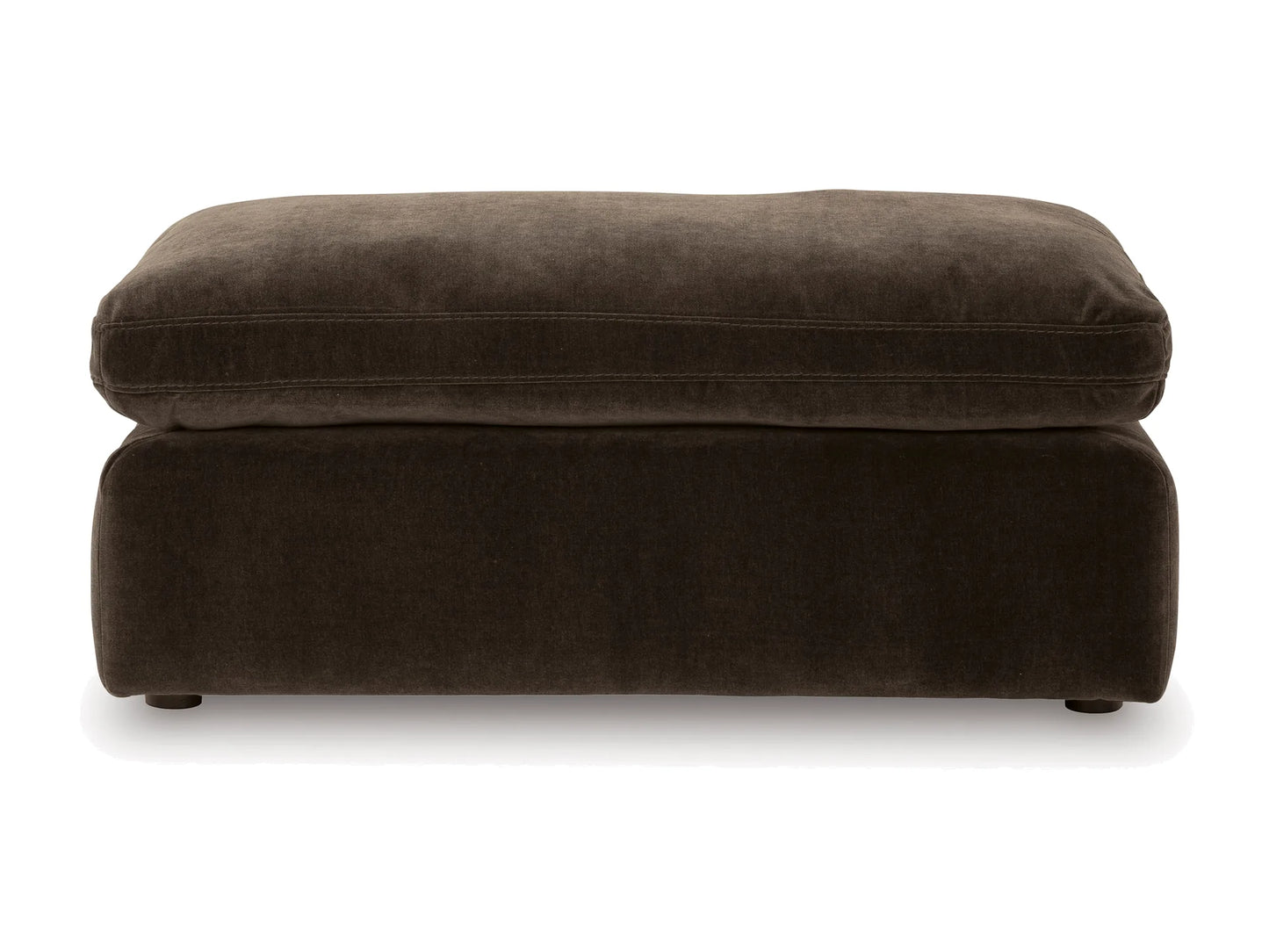 Rowan Velvet Ottoman in Espresso on white
