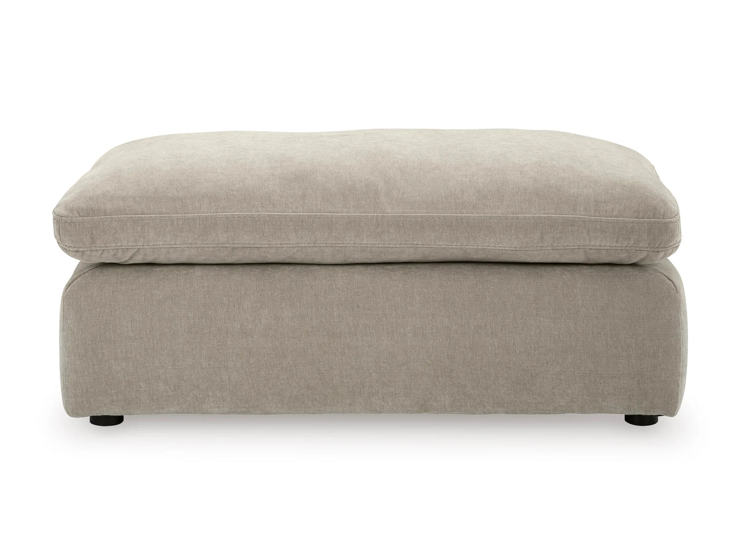Rowan Velvet Ottoman in Oatmeal on white