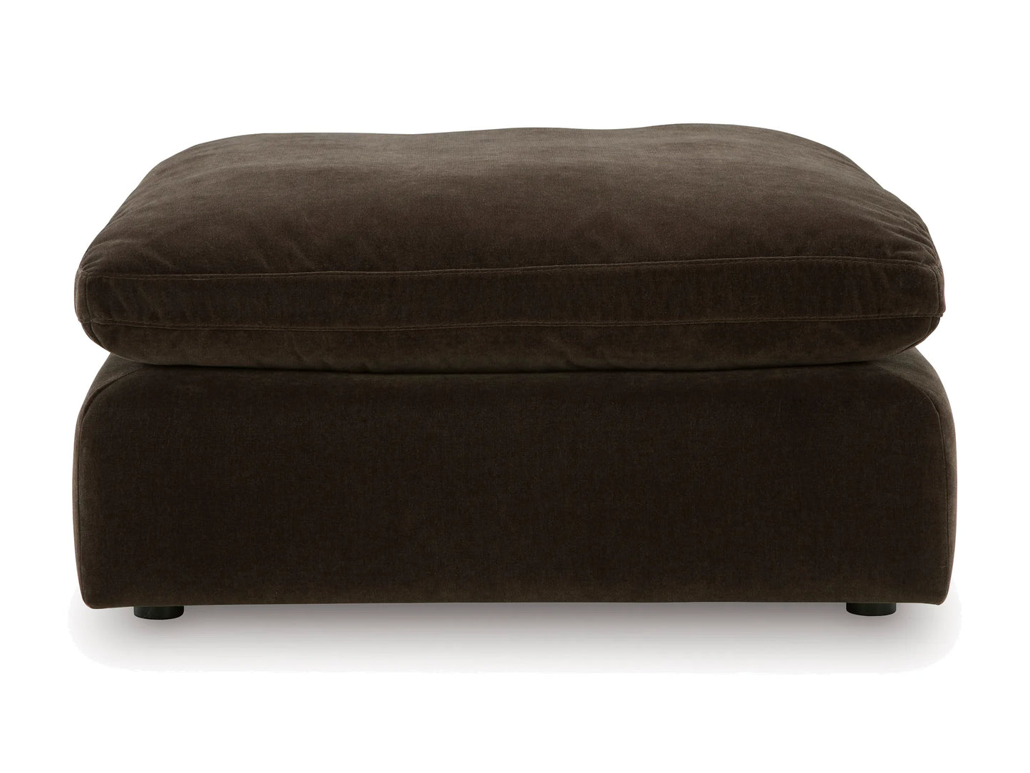 Rowan Oversized Velvet Ottoman in Espresso on white