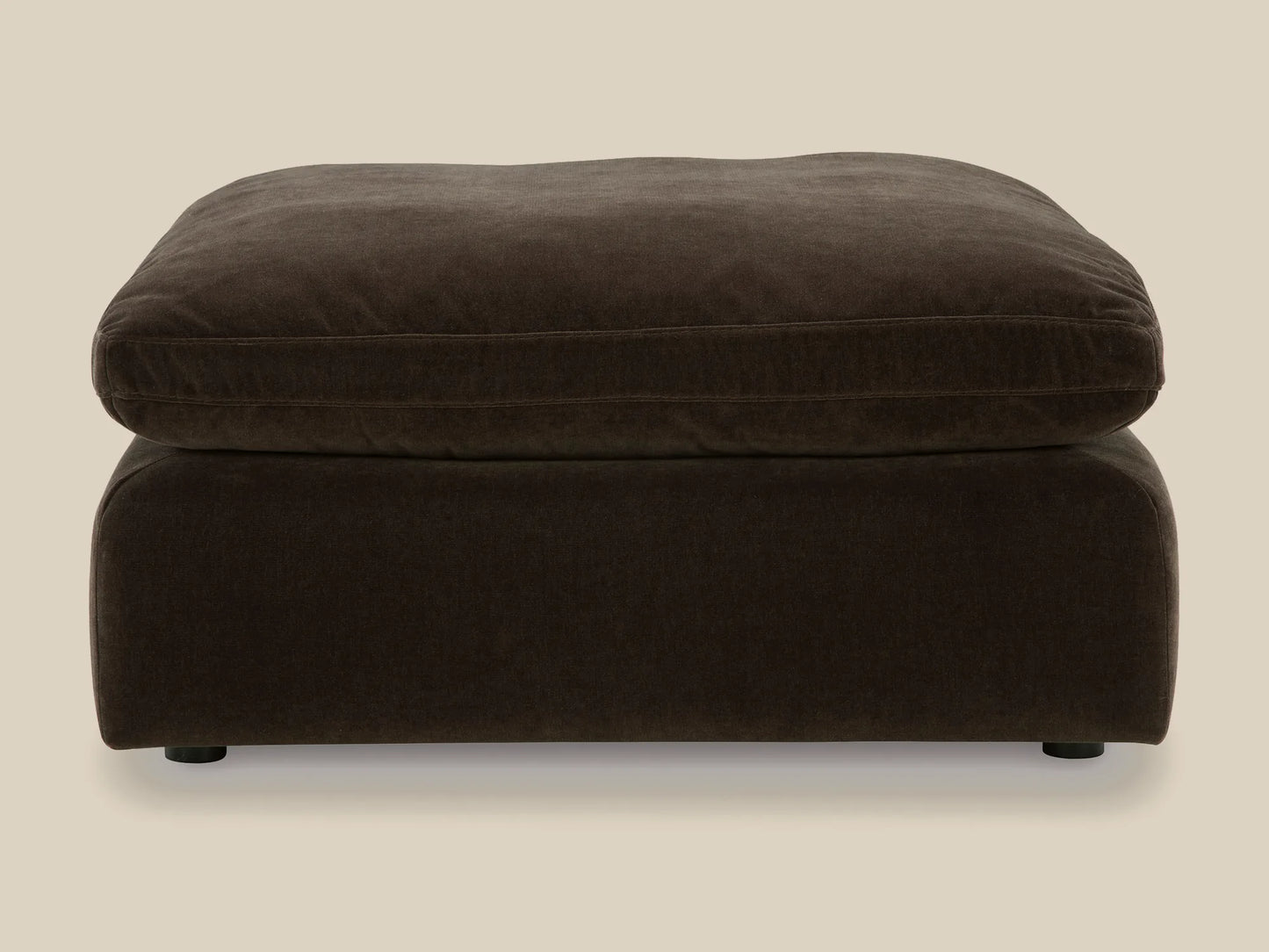 Rowan Oversized Velvet Ottoman in Espresso, front view
