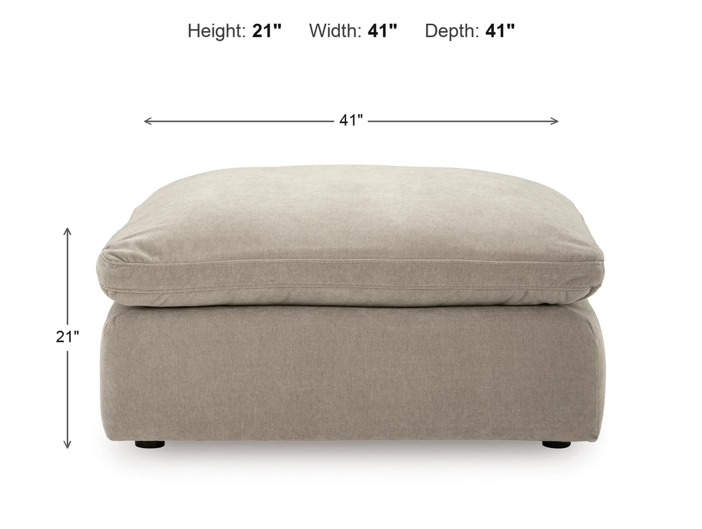 Rowan Oversized Velvet Ottoman dimensions: 41 in W x 41 in D x 21 in H