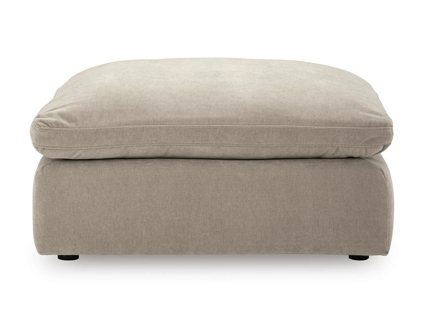 Rowan Oversized Velvet Ottoman in Oatmeal on white