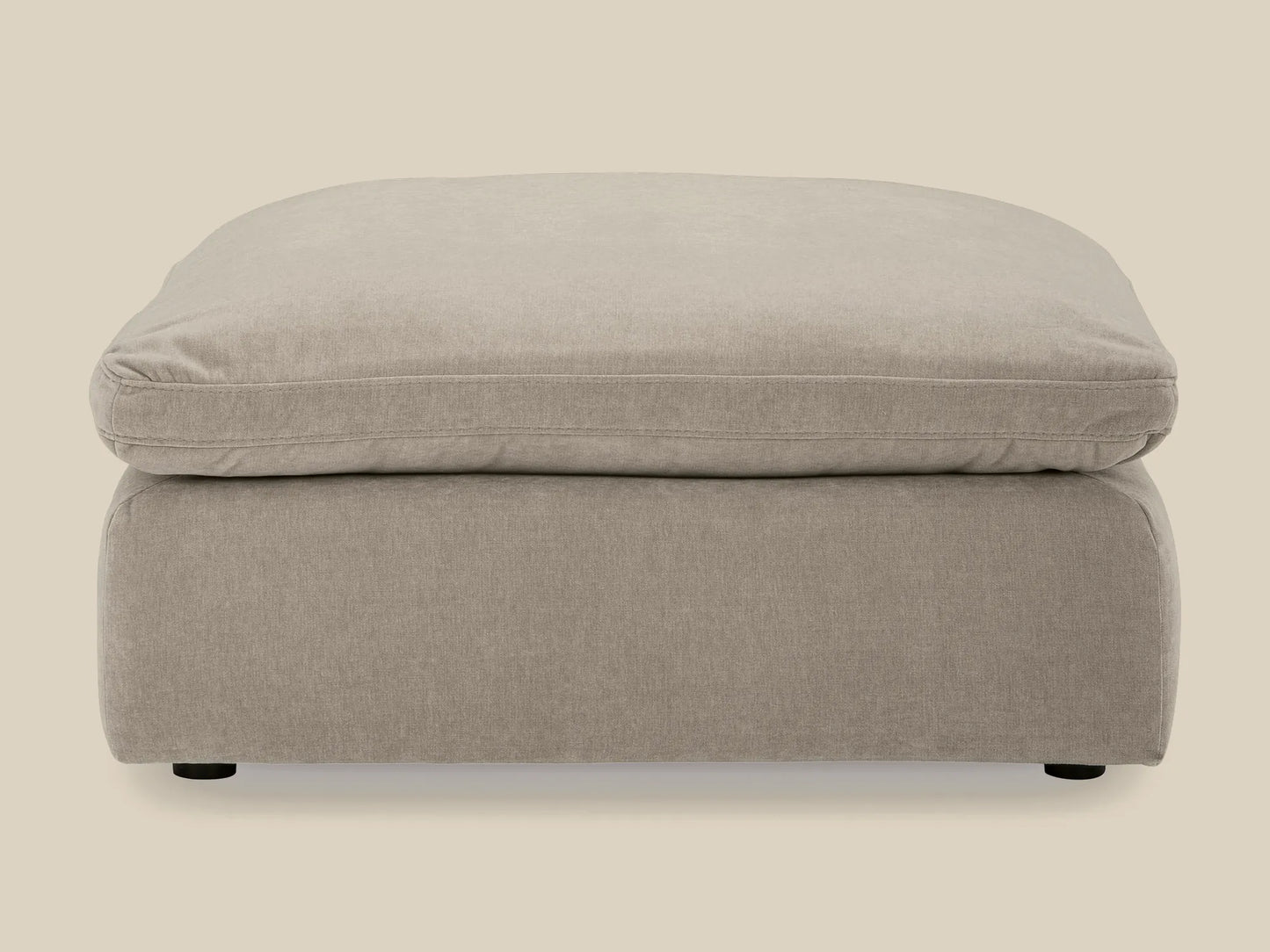Rowan Oversized Velvet Ottoman in Oatmeal, front view