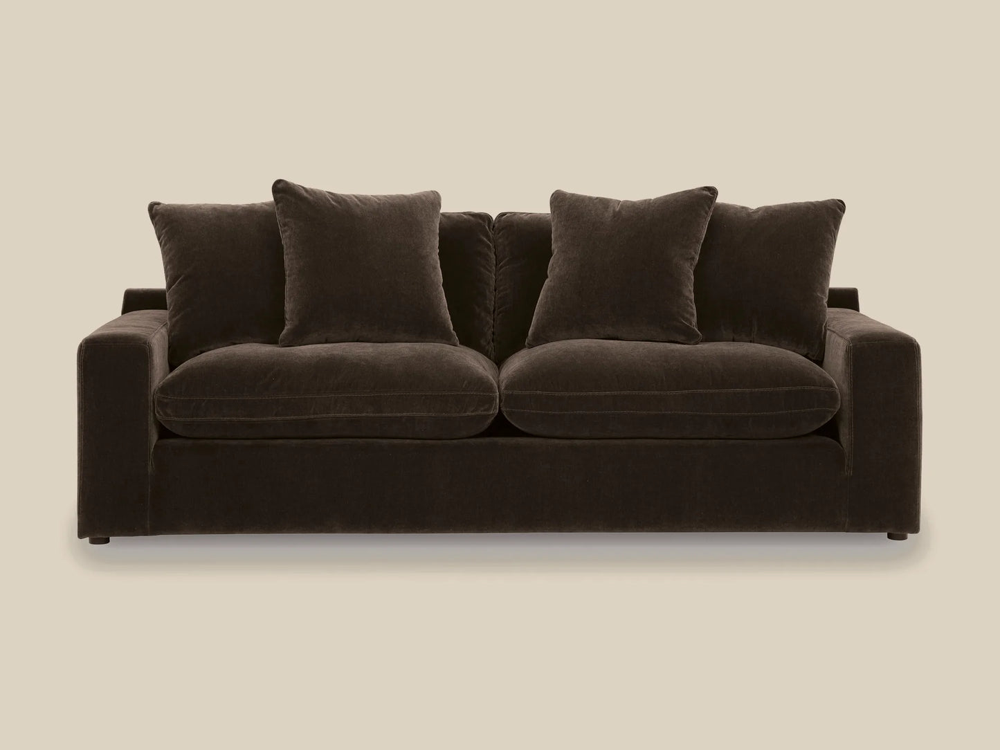 Rowan Velvet Sofa in Espresso, front view