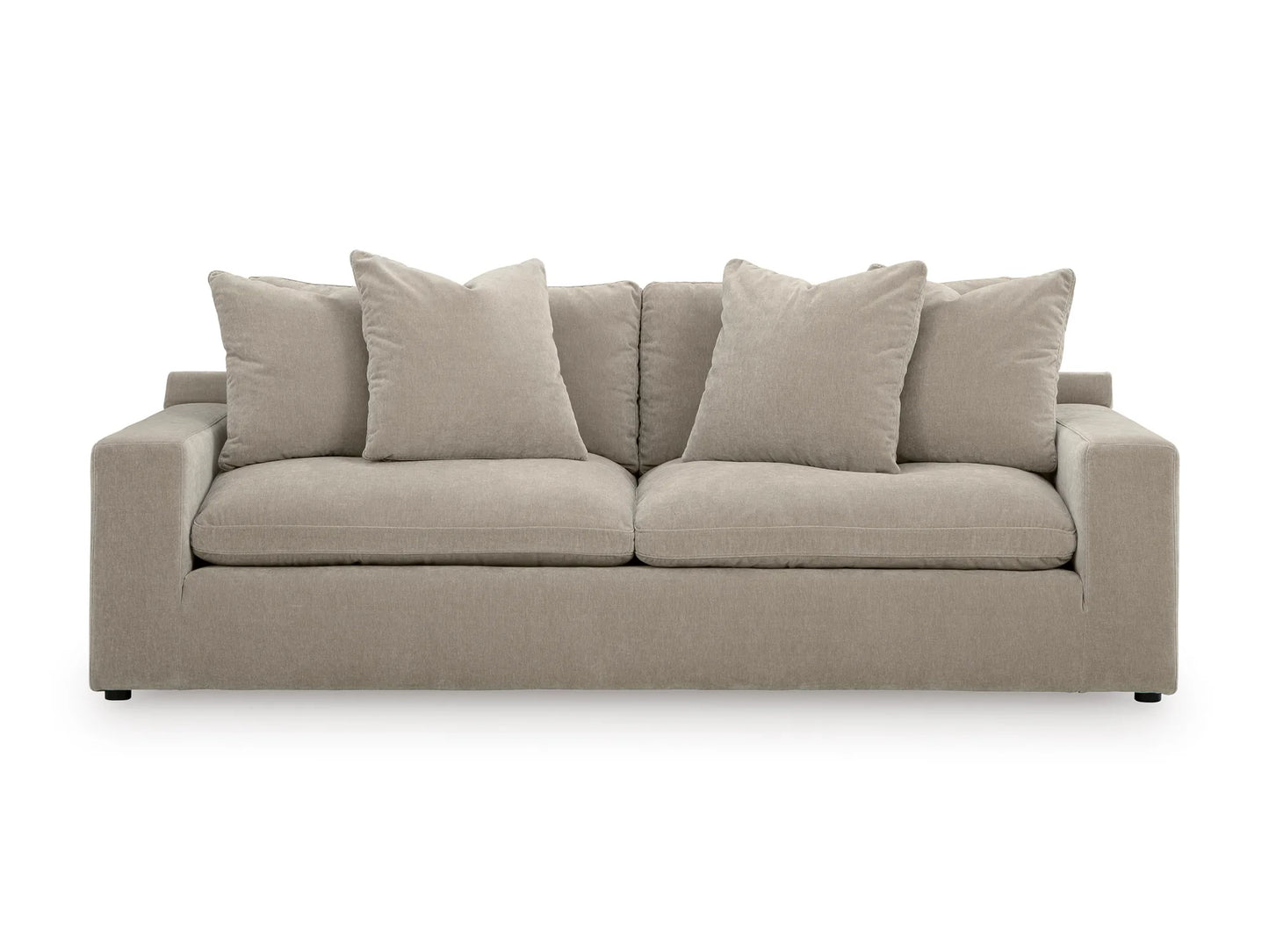 Rowan Velvet Sofa in Oatmeal on white